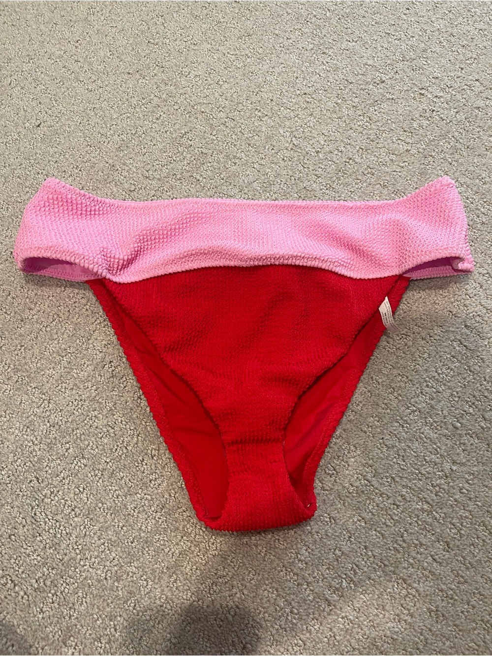 Show Me Your Mumu Del Rey swim bottom size Large L Pink Red Colorblock scrunch